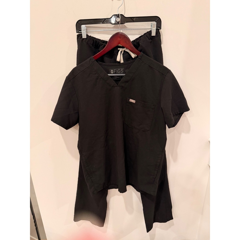 Figs Technical Collection Scrub Set Black V-Neck Top Small Tall Pants Small